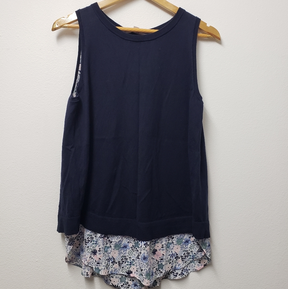 Loft mixed media sweater blouse